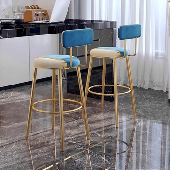 Скандинавски метален бар стол, ютия висок бар стол, златна подсилени бар стол, офис опора, мебели за ресторант Cadeira Ergonomica