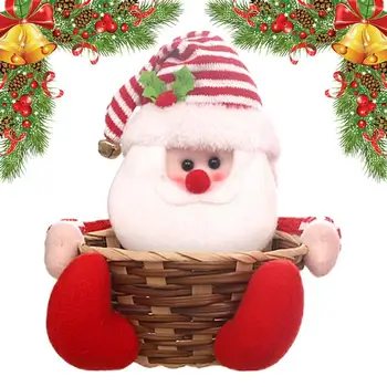 Сладка Кошница за съхранение на Коледни подаръци, захарна Тръстика, Бамбук, Санта Елена, Снежен човек, Коледна Кошница за бонбони, Контейнер за съхранение, Коледна Украса