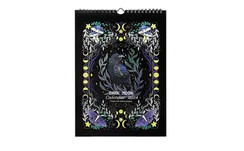 Стенен календар Лунен календар Тъмна гора с 12 илюстрации, арт месечен Лунен календар, подходящ за офис, Коледа