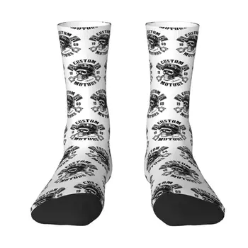 Стръмни Байкерские чорапи с череп в стила Рокабили, Женски Мъжки Топли футболни спортни чорапи с 3D-принтом