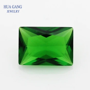 Стъклени мъниста зелен цвят правоъгълни форми, щанци мъниста за бижута, размер 2x3 ~ 12x16 мм, безплатна доставка