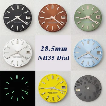 Циферблат NH35 28,5 мм Циферблат за часа зелен светлинен циферблат е Подходящ за час механизъм NH35 NH36 аксесоари за часовници