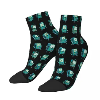 Черни чорапи до глезена с шарките на Фин и Джейк от BMO, Мъжки и дамски пролетни чорапи, полиестер
