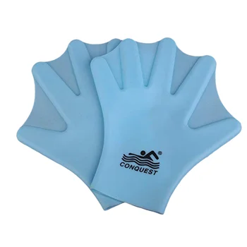 1 чифт силиконови ръкавици за плуване, ципести ръкавици за плуване във водата, ръкавици за гмуркане, паяжини за ръце (възрастни, небето-синьо)