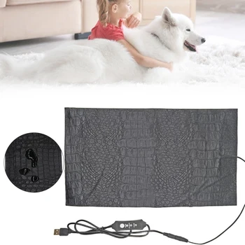 3 режима на контролирана температура, електрически топло, изкуствена кожа с изображение на крокодил, USB-загряващ мат с нагревател за котки, кучета, врата и гърба