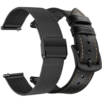 GT 2 Каишка за часовник Huawei Samsung Galaxy Watch 46 мм/42 мм/Active2 40 мм 44 мм Каишка Gear S3 Кожена Гривна от неръждаема Стомана на Китката