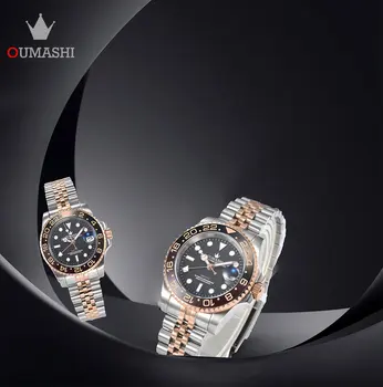 OUMASHI GMT Watch NH34 Механизъм 904L корпус от неръждаема стомана и висококачествена керамика мъжки часовник