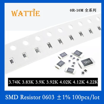 SMD резистор 0603 1% 3,74 K 3.83 Млн K 3,9 К 3,92 K 4,02 K 4,12 K 4,22 K 100 бр./лот микросхемные резистори 1/10 W 1,6 mm *0,8 мм