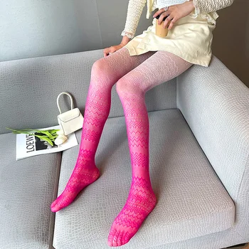 Градиентные чорапогащи, Секси дамски дълги чорапи в рибарска мрежа, Карамел найлонови чорапогащи ярки цветове, чорапи носочные изделия за японски момичета 