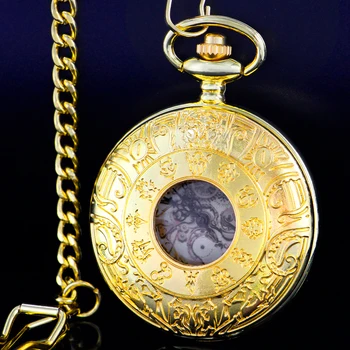 Дамски и мъжки бижутерия часовници подаръци Антикварное златното кух механично колие в стил steampunk джобни часовници PJX1637