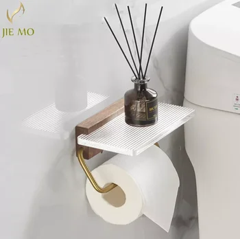 Държач за хартиени кърпи за баня, държач за ролка тоалетна хартия, стенни кутия за хартия, акрил и дърво