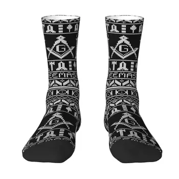 Кавайные чорапи с масонска модел, мъжки, дамски топли спортни и футболни чорапи с 3D-принтом.