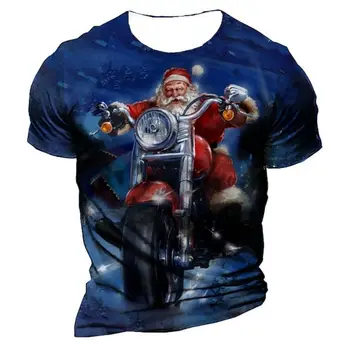 Коледни Смешни Тениски За Мъже, тениски С 3D Принтом Дядо Коледа, Индивидуалност, Градинска Дрехи, през Цялата Деколте, Къс Ръкав, Мъжки Блузи 2023