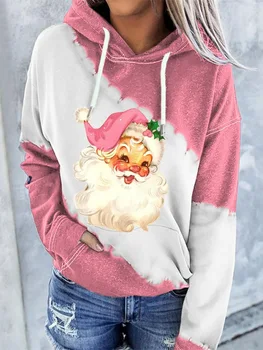 Модерен Коледен пуловер с анимационни принтом, без мързелив пуловер с качулка, дамски модни и ежедневни универсална яке, есен 2023 г.