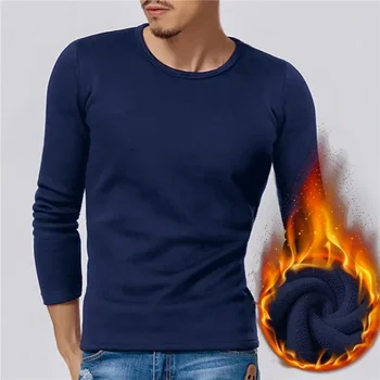 Мъжки топлинна бельо, блузи, руното утепленная тениска, тънък надолу, топли дрехи, есен-зима, термо-пуловер, базова тениска с дълъг ръкав