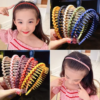 Нови красиви многоцветни назъбени вълнообразни геометрични ленти за коса за момичета, хубава превръзка от неопрен за коса бижута за деца, панделка за коса, модни аксесоари за коса