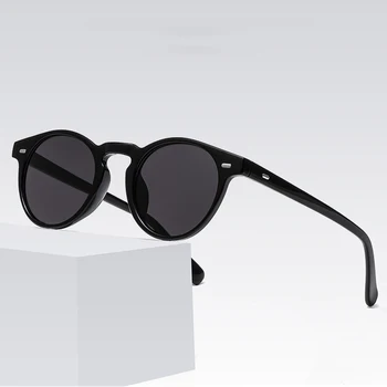 Нови Кръгли Слънчеви Очила Мъжки Маркови Дизайнерски Vintage Слънчеви Очила с Нитове Мъжка Мода Цвят на Океана Огледало В малка Рамка Oculos De Sol