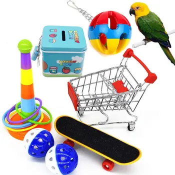Образователни играчки на Parrot IQ, баскетболно поставка, кошница за пазаруване, играчка обувки-пъзел с птици, канарче, скейтборд, аксесоари за детски играчки-папагали