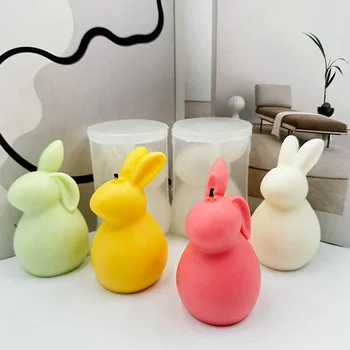 Силиконова форма за кръгла свещ с яйце-заек, 3D Форма за превръщането на захарта в заек, под Формата на сапун за ароматерапия със заек на Хелоуин, Великденско яйце, под формата на сапун за Хелоуин
