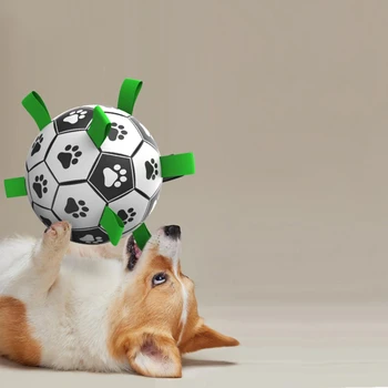 Футболни играчки за домашни кучета, футболни играчки с каишка, интерактивни играчки за кучета, които са устойчиви на укусам и счупвания на стоки за домашни любимци