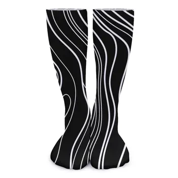Черно-бели чорапи Nordic Lines, Абстрактен минималистичен дизайн, Смешни чорапи, Зимни нескользящие чорапи, Меки Унисекс чорапи на открито.